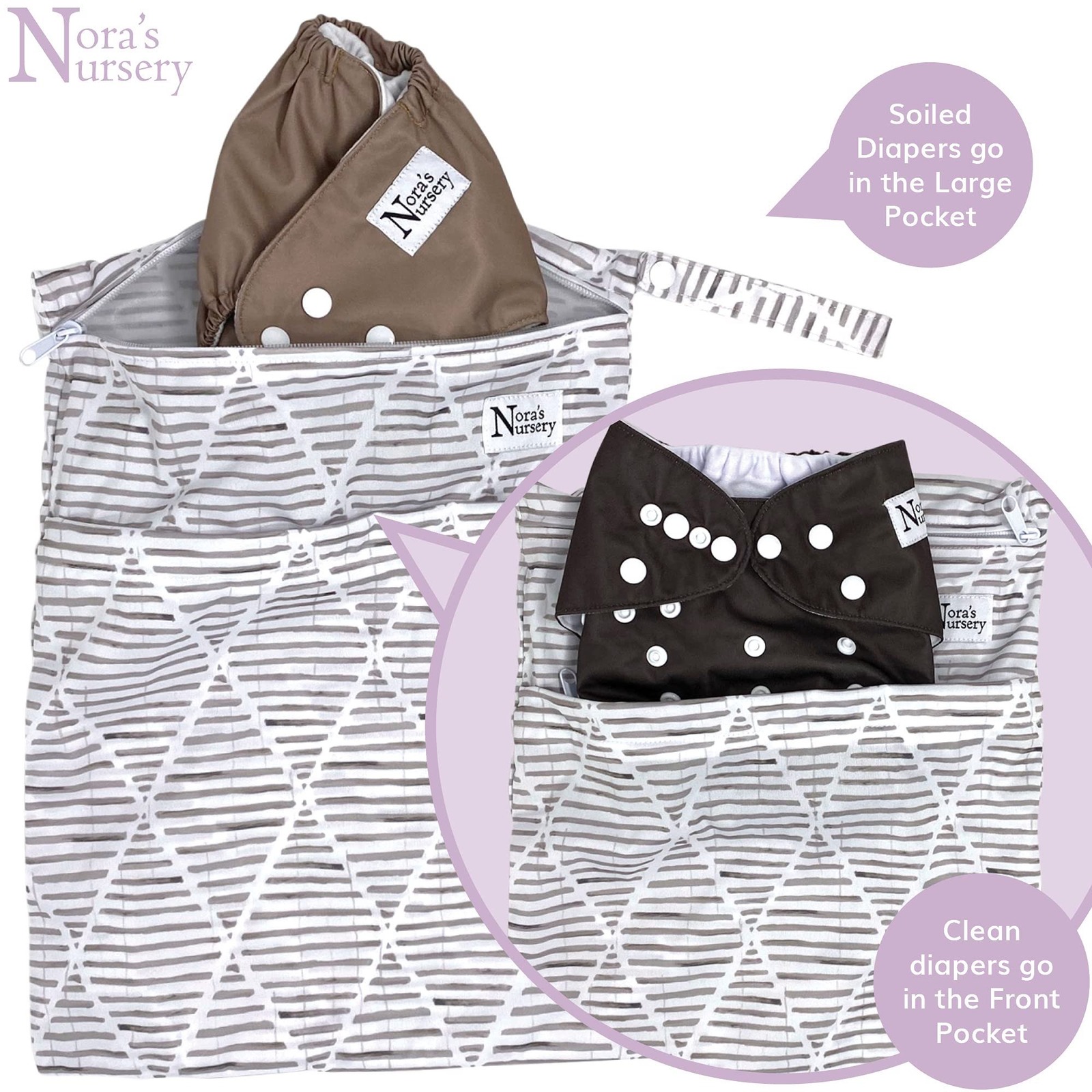 Nora's Nursery Wet Bag 2pk Unisex Os Navy White Excellent Cloth Diaper Storage — image 4 of 6